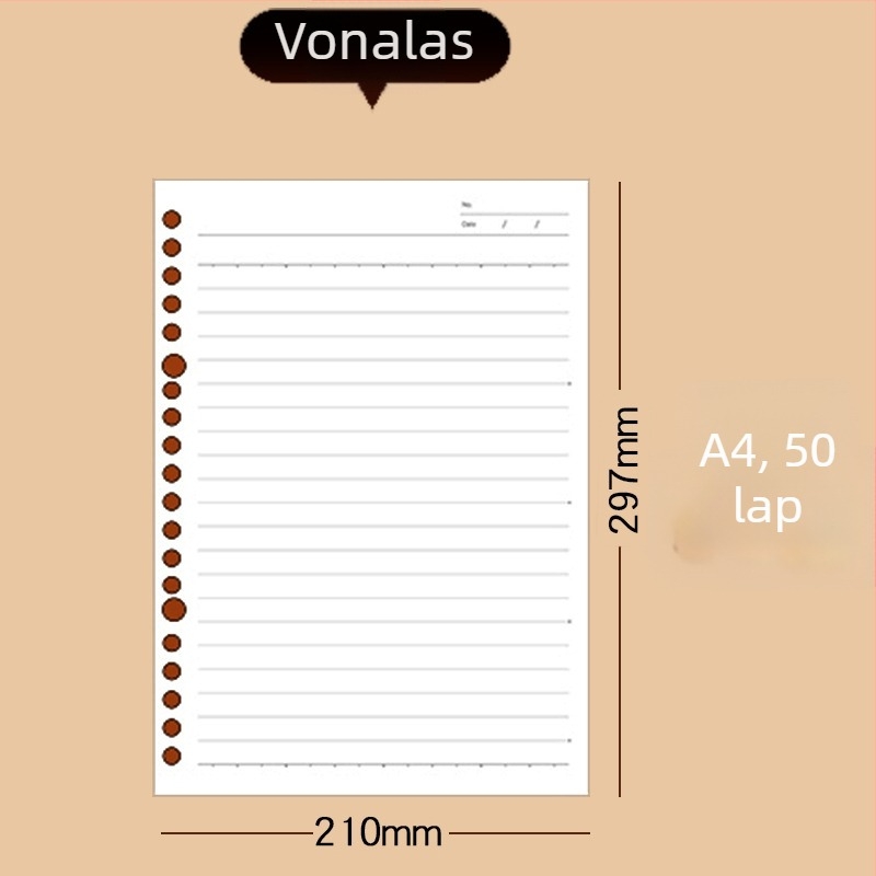 Deli Na550 Kicserélhető mag (loose-leaf) – 50 lap, fehér papír, lyukak 20/26/30, levehető