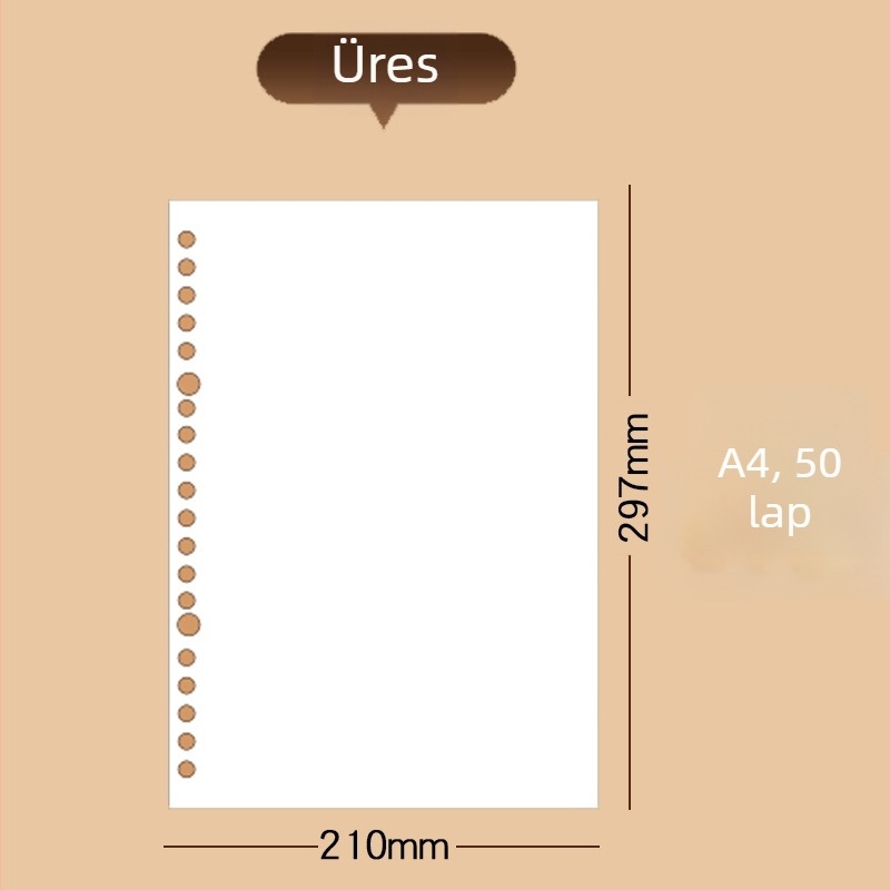 Deli Na550 Kicserélhető mag (loose-leaf) – 50 lap, fehér papír, lyukak 20/26/30, levehető