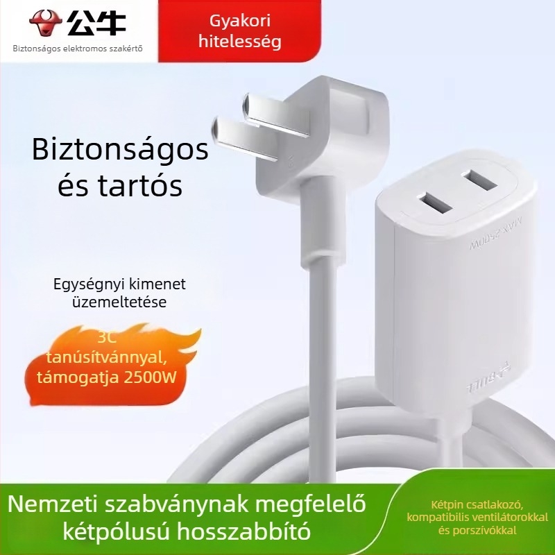 Bull hordozható hosszabbító egyetlen aljzattal, 10A, 2500W