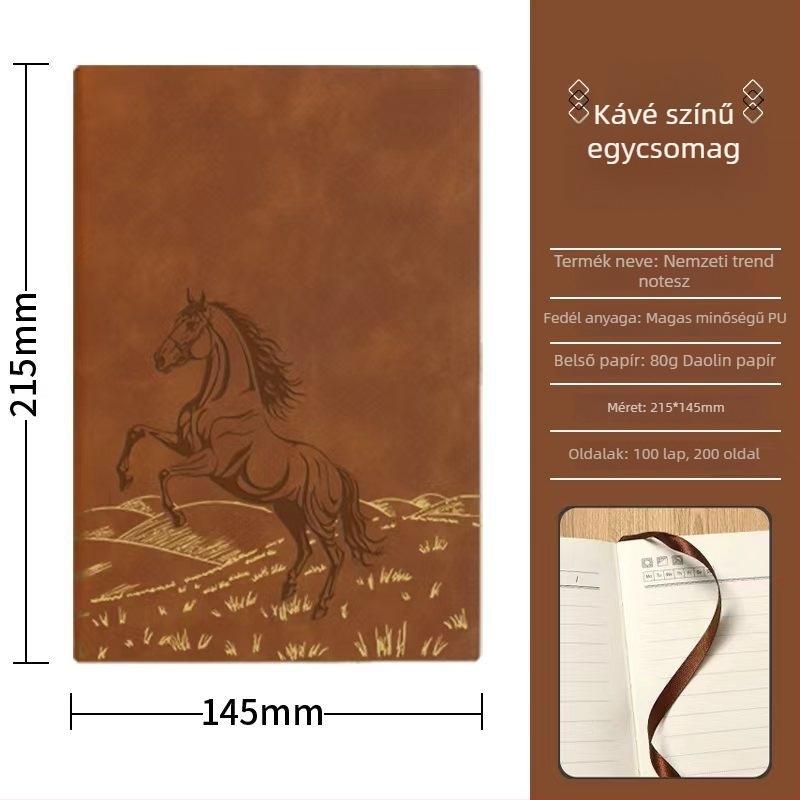 Zehuan Elegáns notesz ajándékkészlet PU bőr borítóval, varrott kötés, Daolin papír 80G, 100–200 oldal, etnikus/kínai/üzleti stílus