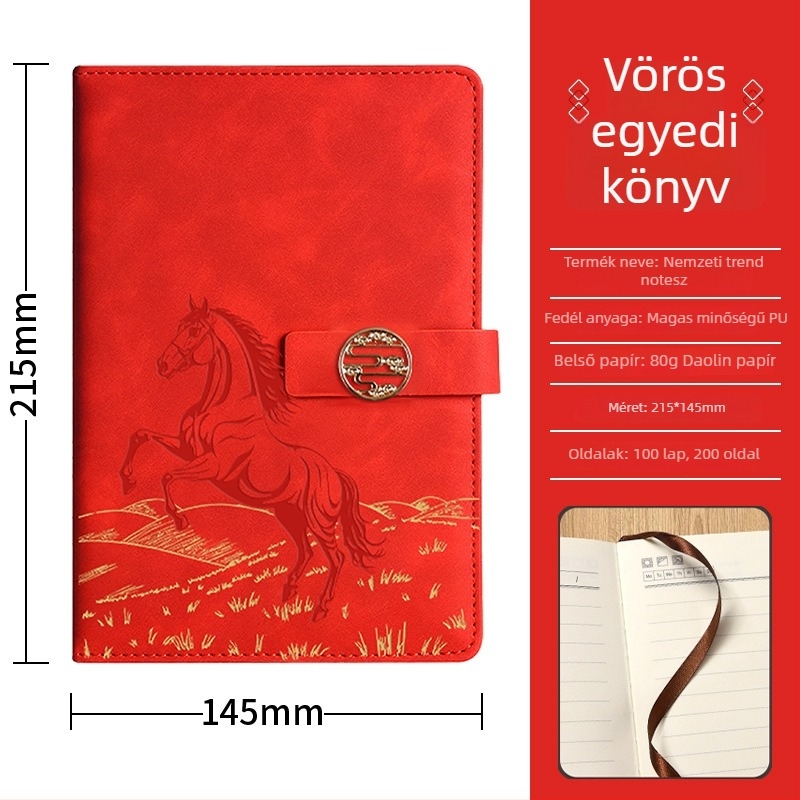 Zehuan Elegáns notesz ajándékkészlet PU bőr borítóval, varrott kötés, Daolin papír 80G, 100–200 oldal, etnikus/kínai/üzleti stílus