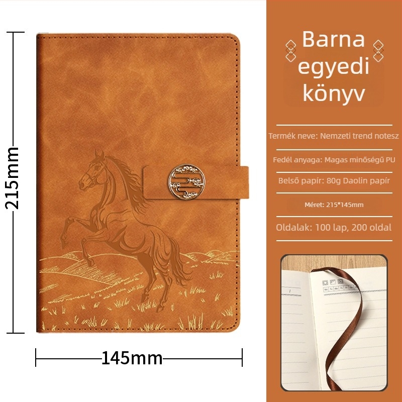 Zehuan Elegáns notesz ajándékkészlet PU bőr borítóval, varrott kötés, Daolin papír 80G, 100–200 oldal, etnikus/kínai/üzleti stílus
