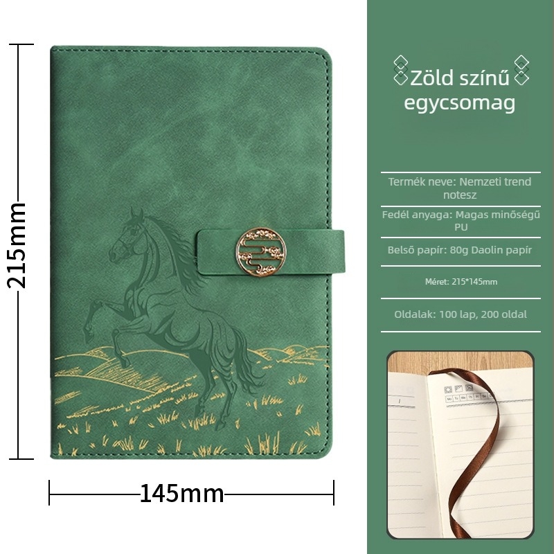 Zehuan Elegáns notesz ajándékkészlet PU bőr borítóval, varrott kötés, Daolin papír 80G, 100–200 oldal, etnikus/kínai/üzleti stílus