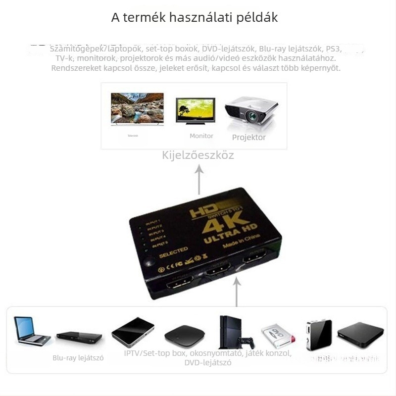 Bdxc-3–1/5–1 4K audio-video kapcsoló IR elosztóval és TV távirányítóval, képernyő megosztás