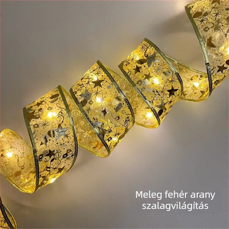 Virág alakú szatén fényfüzér, 100 LED, 4,5 V, IP44, 6000K, akkumulátoros