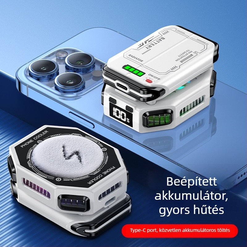 X111 mobiltelefon hűtő mágneses félvezető hűtés, vezeték nélküli akkumulátor verzió, Type-C csatlakozás, 187 g