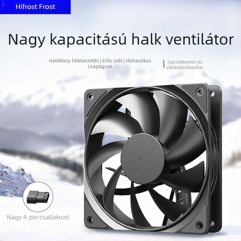 Coolmoon Hifrost hűtőventilátor, hidraulikus csapágy, PWM 4-pin, 1200 RPM, asztali PC házhoz