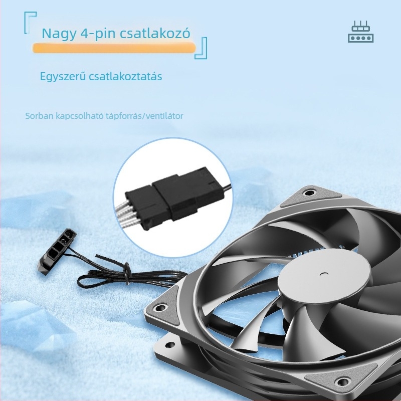 Coolmoon Hifrost hűtőventilátor, hidraulikus csapágy, PWM 4-pin, 1200 RPM, asztali PC házhoz