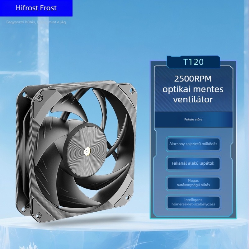 Coolmoon Hifrost hűtőventilátor, hidraulikus csapágy, PWM 4-pin, 1200 RPM, asztali PC házhoz
