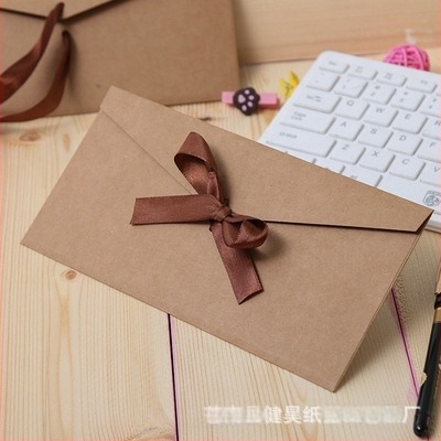 Nyugat-stílusú meghívó boríték, kraftpapír, logó nyomtatás, testreszabás elérhető, modell No. 5/DL