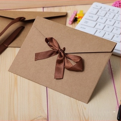 Nyugat-stílusú meghívó boríték, kraftpapír, logó nyomtatás, testreszabás elérhető, modell No. 5/DL