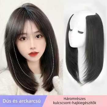Három darabos paróka patch volumennöveléséhez, kulcscsontig érő hosszúságú, 40 cm, egyenes, hőálló szál