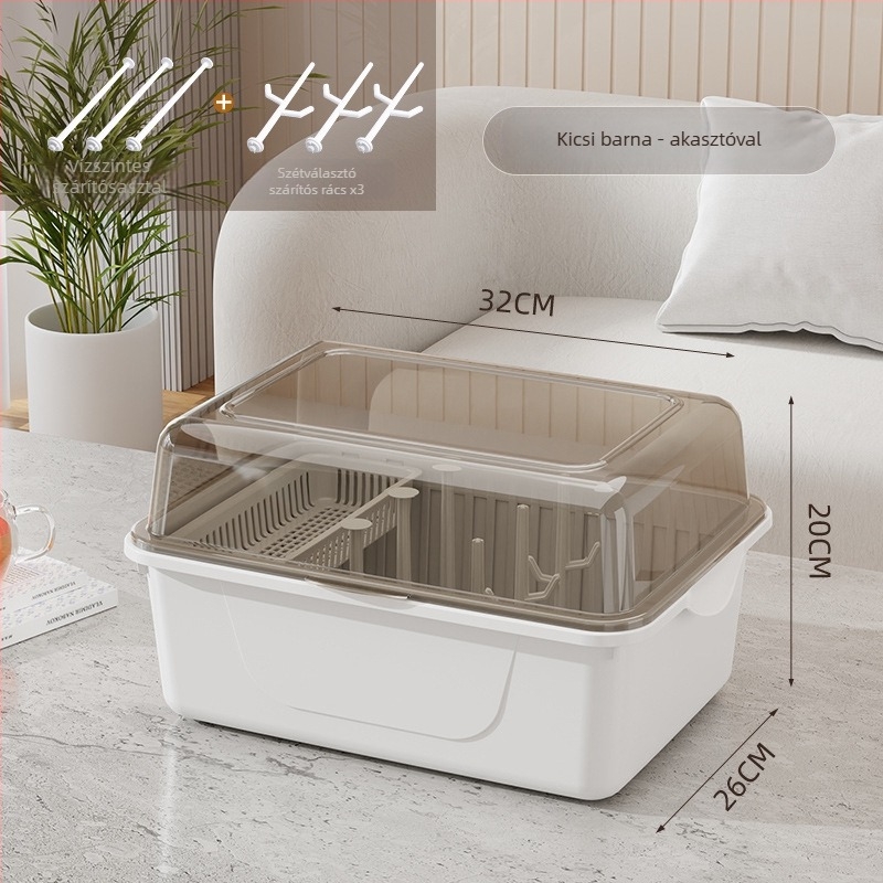 Kétszintes tejpor-doboz fedéllel, bébi etetőeszközök tárolására — Modell CXZ684427768129, 0–3 éves korig