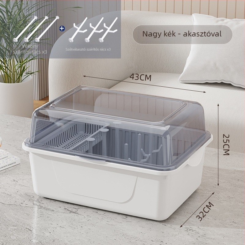 Kétszintes tejpor-doboz fedéllel, bébi etetőeszközök tárolására — Modell CXZ684427768129, 0–3 éves korig