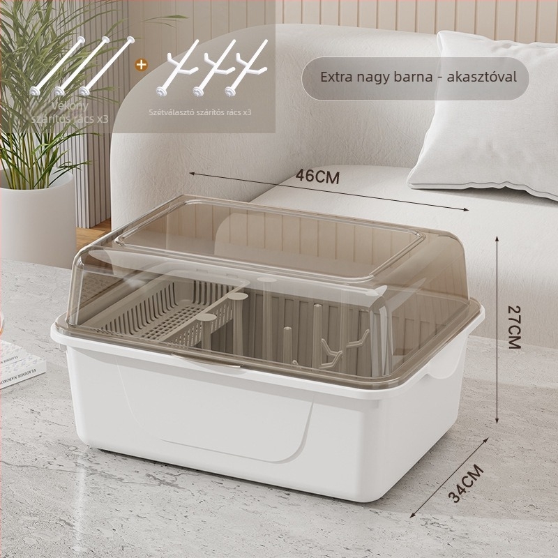 Kétszintes tejpor-doboz fedéllel, bébi etetőeszközök tárolására — Modell CXZ684427768129, 0–3 éves korig