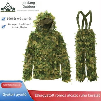 3D juharlevél mintás kamufláru ruházat, poliészter, gyors száradású, lélegző, UV-védelem
