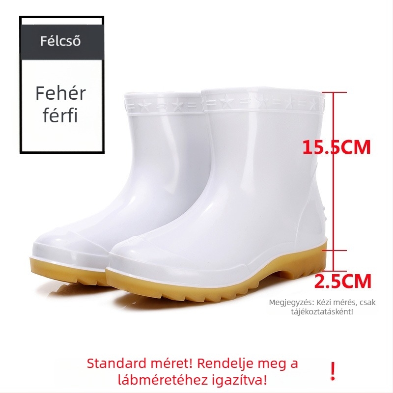 Élelmiszer-higiéniás csizma – uniszex, vízálló, csúszásmentes, talpa Beef Tendon, magas szár, műanyag felsőrész