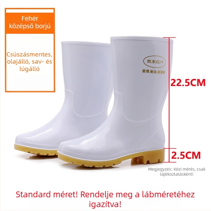 Élelmiszer-higiéniás csizma – uniszex, vízálló, csúszásmentes, talpa Beef Tendon, magas szár, műanyag felsőrész