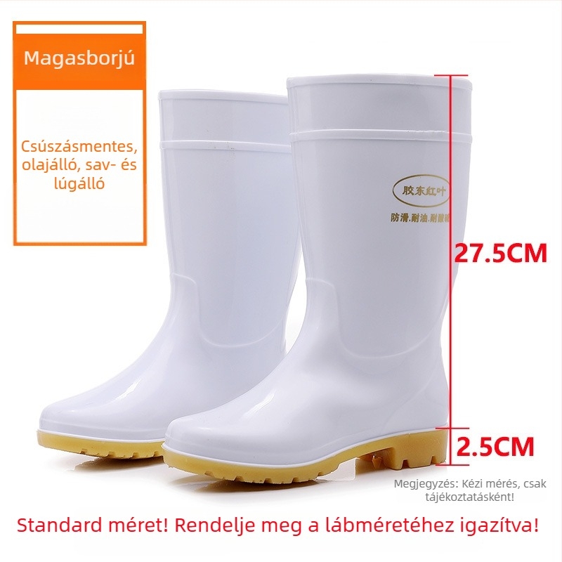 Élelmiszer-higiéniás csizma – uniszex, vízálló, csúszásmentes, talpa Beef Tendon, magas szár, műanyag felsőrész