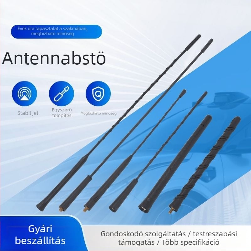 Autó rádió antenna menetes szereléssel, univerzális kompatibilitás, 12V működés