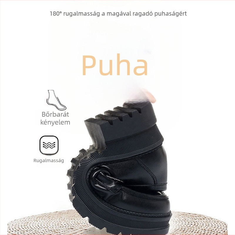 Mikroszálas felsőrészű loaferek, kerek orrú, chunky középtok 3–6 cm, slip-on kivitel
