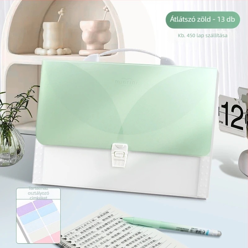 Deli PM06 Akordeon dokumentumtáska, műanyag, 13 rekesz, DL-Vertical modell, 63C vastagság