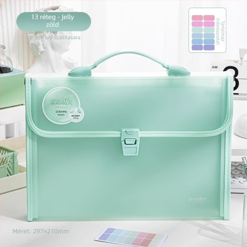 Deli PM06 Akordeon dokumentumtáska, műanyag, 13 rekesz, DL-Vertical modell, 63C vastagság