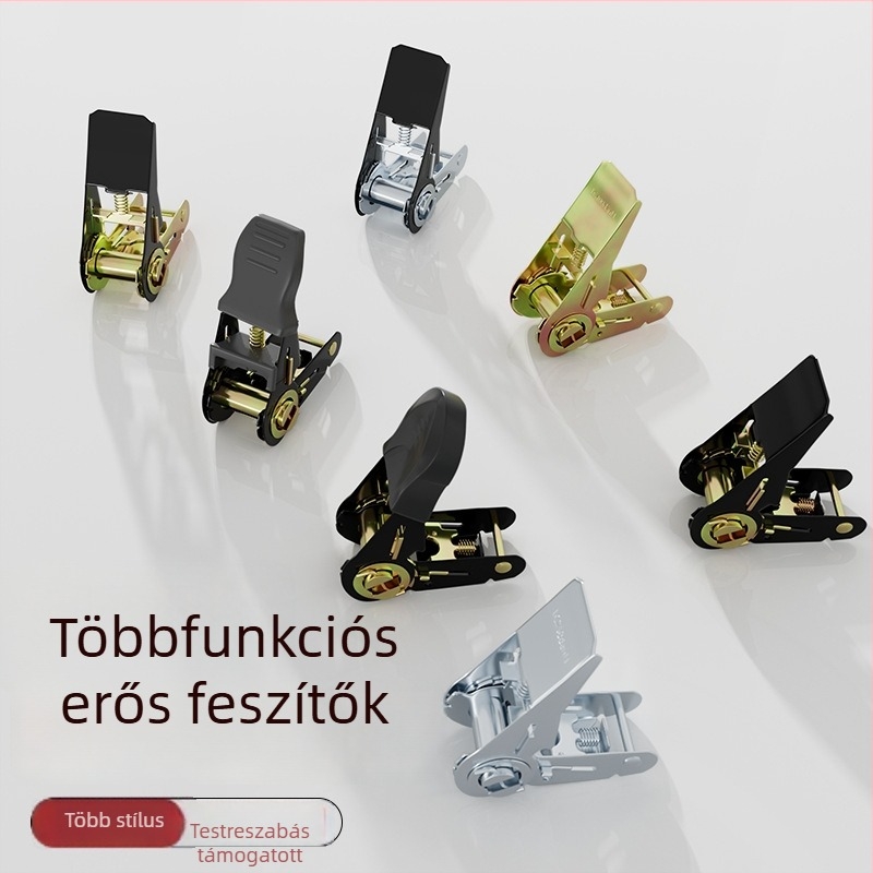 Rakományheveder feszítő csattal és rögzítő mechanizmussal