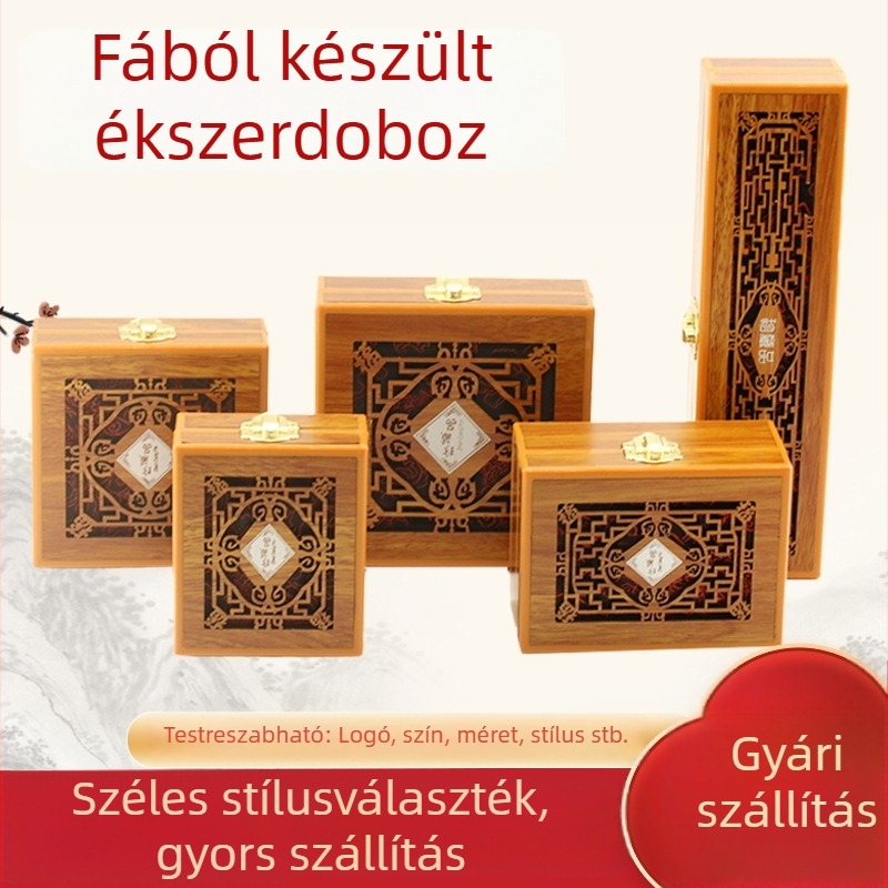 Fából készült üreges ékszertároló doboz gyűrűk, medálok, karkötők és nyakláncok számára