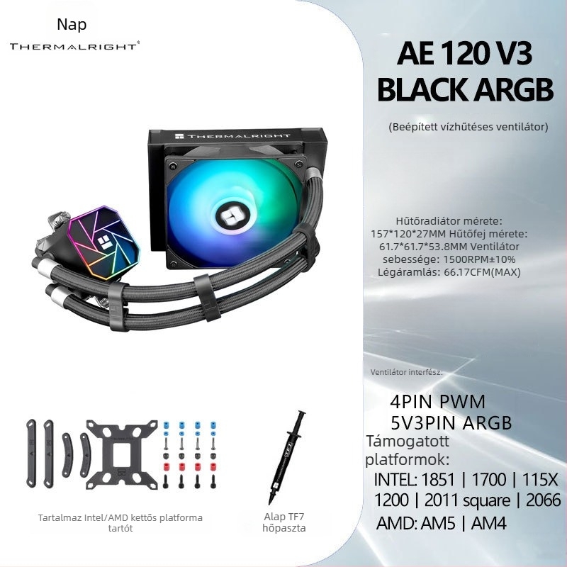 CPU hűtő Aqua Elite 360 ARGB, vízhűtéses, ABS anyag, S-FDB csapágy, 1500 rpm, ≤25.6 dB(A)
