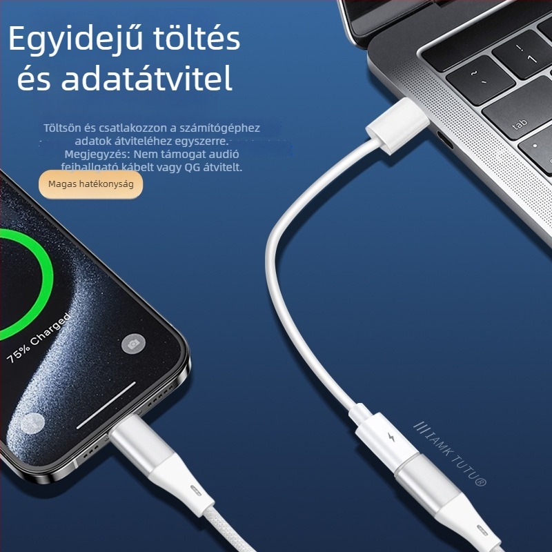 Digital Fox Lightning–tól USB–C–ig kétirányú töltő adapter iPhone 15-höz, Lightning női port USB-C férfi dugasz