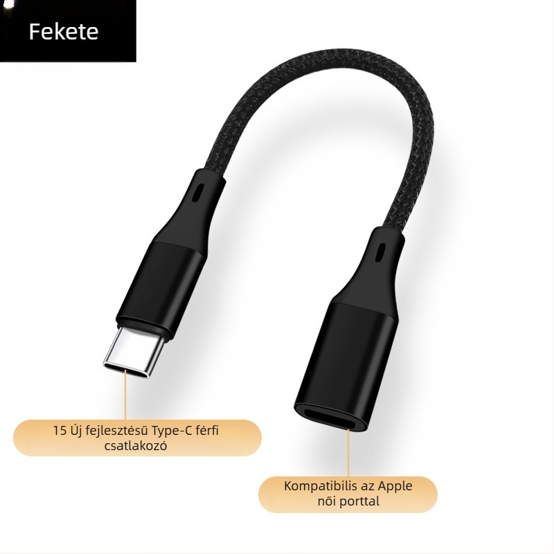 Digital Fox Lightning–tól USB–C–ig kétirányú töltő adapter iPhone 15-höz, Lightning női port USB-C férfi dugasz