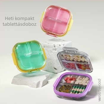 Tp-013 Hordozható tablettás doboz, PP műanyag, nagy kapacitású, rekeszekkel, 7 napos gyógyszer rendező