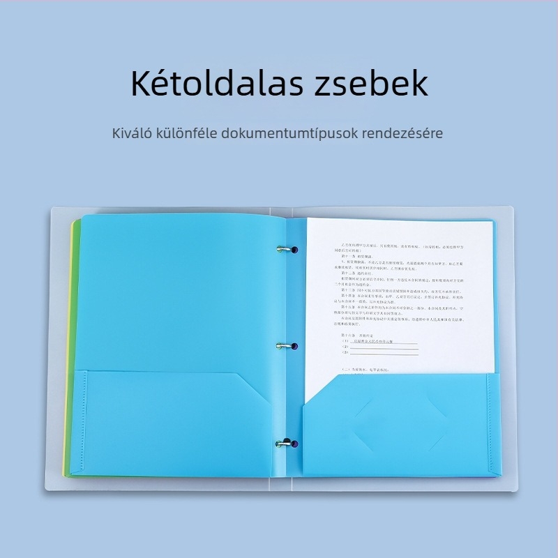 Háromlyukú dokumentumtartó, dupla zsebbel, vízálló PP anyagból, logó nyomtatása lehetséges