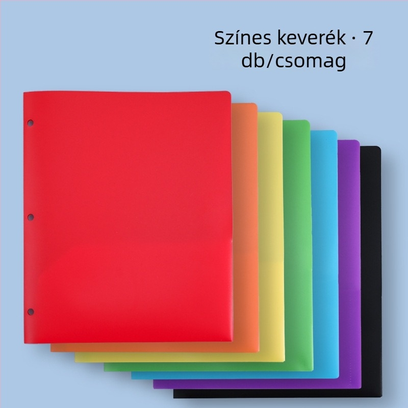 Háromlyukú dokumentumtartó, dupla zsebbel, vízálló PP anyagból, logó nyomtatása lehetséges