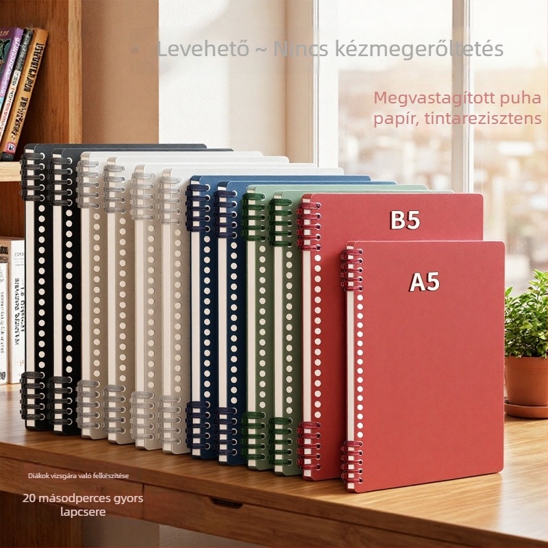 Morandi színű lazán fűzhető jegyzetfüzet borító, A4/A5/B5, 30 lyukkal