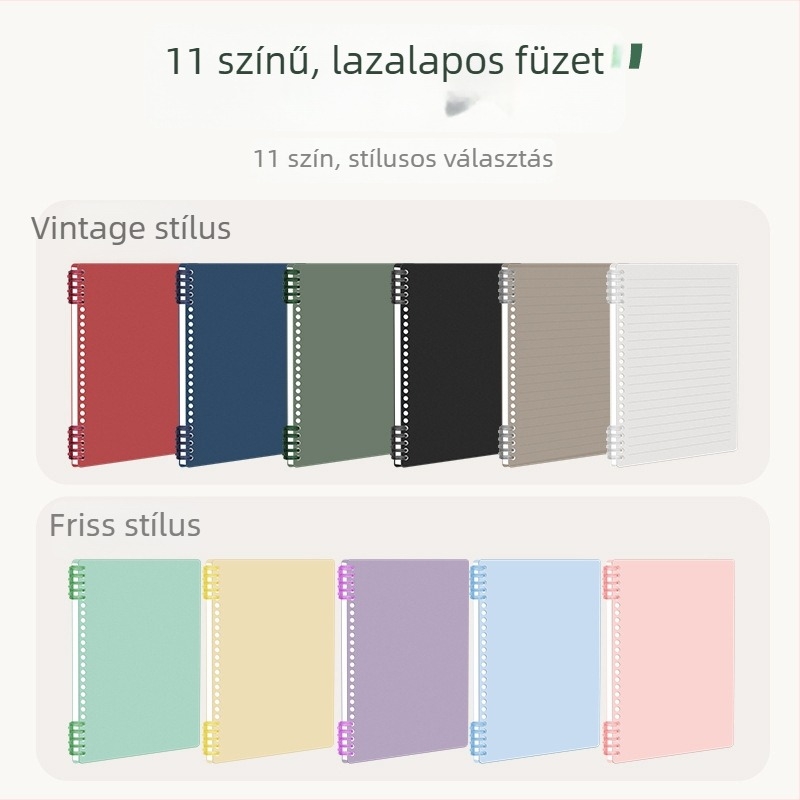 Morandi színű lazán fűzhető jegyzetfüzet borító, A4/A5/B5, 30 lyukkal