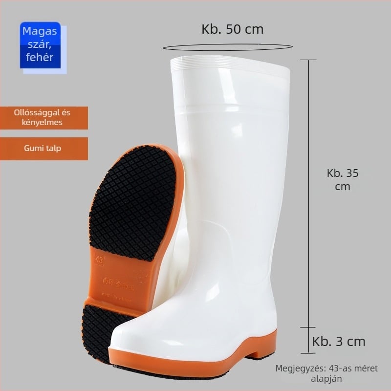 Esőcsizmák PVC – csúszásmentes, magas szár, hálós bélés, talp marháin ín, kerek orr