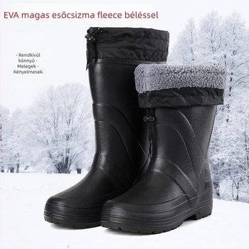 Fleece töltésű magas szárú esőcsizma, EVA felső rész, EVA talp, csúszásmentes