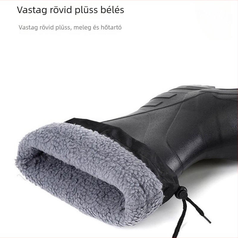 Fleece töltésű magas szárú esőcsizma, EVA felső rész, EVA talp, csúszásmentes