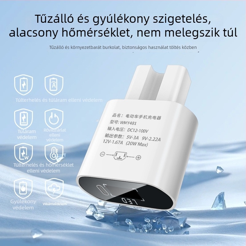 PD20W autó USB gyors töltő vonali USB konverterrel, univerzális 12V/48V/60V/72V/100V