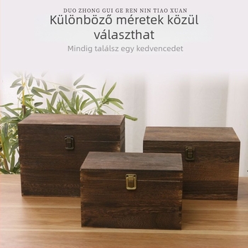 Fa asztali tároló doboz fedéllel, 18 rekesz, új kínai stílusú chinoiserie