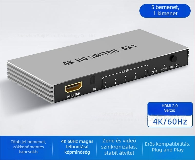 HDMI 3/4/5 bemenetek egy kimenetre kapcsoló, verzió 2.1, 8K/4K120 támogatás, modell 16X01, Seki Micro