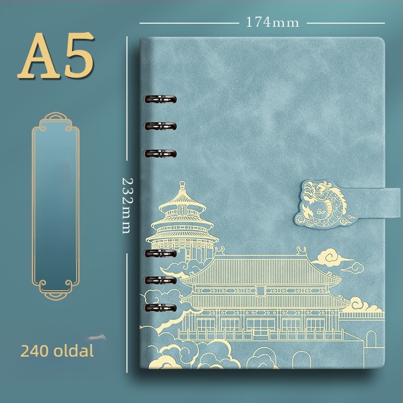 Xiwen jegyzetfüzet PU borítással és binder kötésű, 40 g papír, több mint 100 oldal, kínai stílus