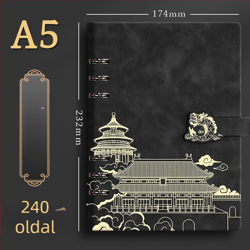 Xiwen jegyzetfüzet PU borítással és binder kötésű, 40 g papír, több mint 100 oldal, kínai stílus