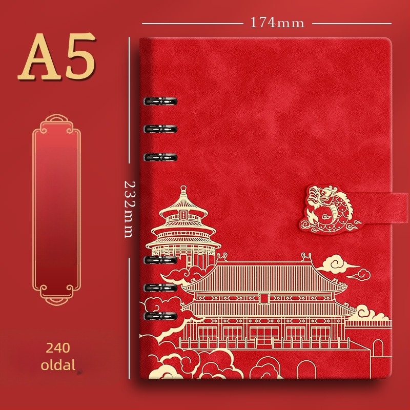 Xiwen jegyzetfüzet PU borítással és binder kötésű, 40 g papír, több mint 100 oldal, kínai stílus
