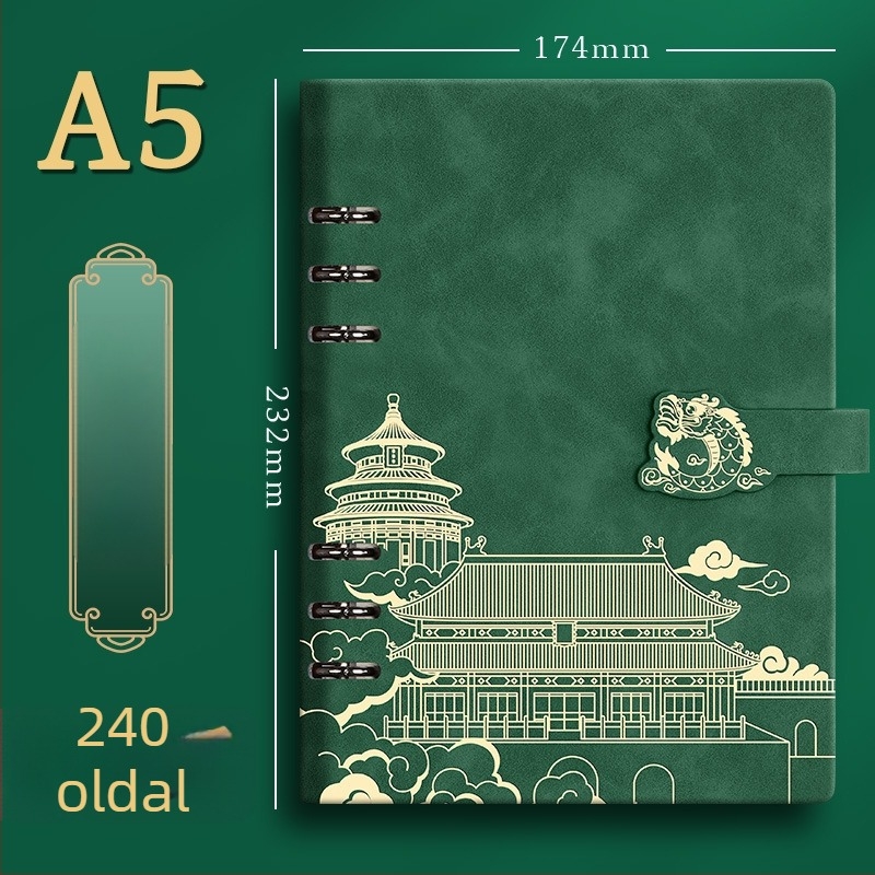 Xiwen jegyzetfüzet PU borítással és binder kötésű, 40 g papír, több mint 100 oldal, kínai stílus