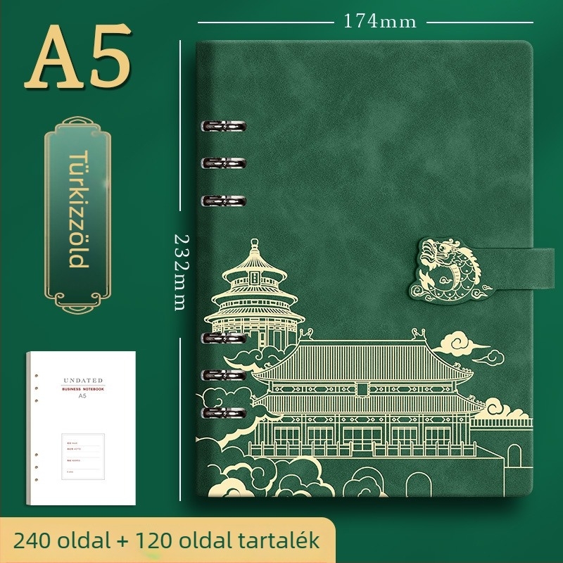 Xiwen jegyzetfüzet PU borítással és binder kötésű, 40 g papír, több mint 100 oldal, kínai stílus