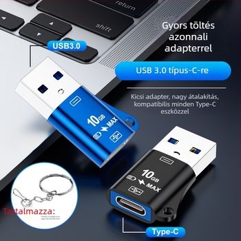 USB 3.1 USB-A to USB-C OTG adapter, Gen 2 Type-C, modell 325, kompatibilis Huawei, Xiaomi, Apple, OPPO