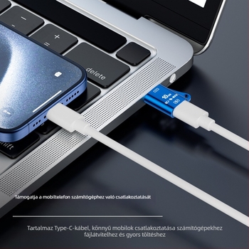 USB 3.1 USB-A to USB-C OTG adapter, Gen 2 Type-C, modell 325, kompatibilis Huawei, Xiaomi, Apple, OPPO